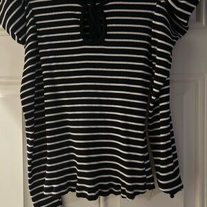 Anthropologie Striped Black and White Women's Top
